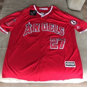 Mike trout red men’s angels baseball jersey